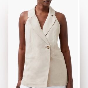 French Connection Cream Sleeveless Blazer in size 10 NWT